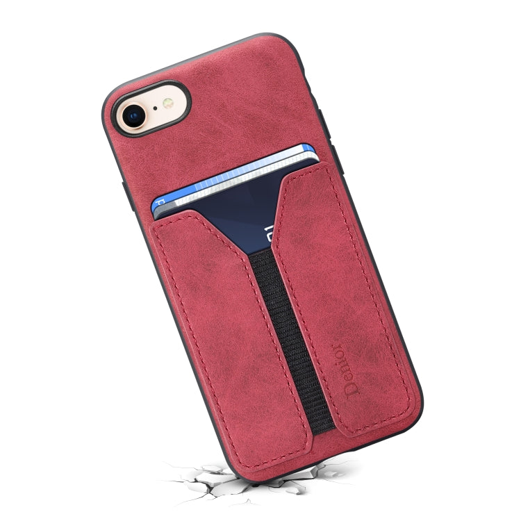 For iPhone SE 2022 / SE 2020 / 7 / 8 Denior DV Elastic Card PU Back Cover Phone Case(Red) - HoMEdemic™ 