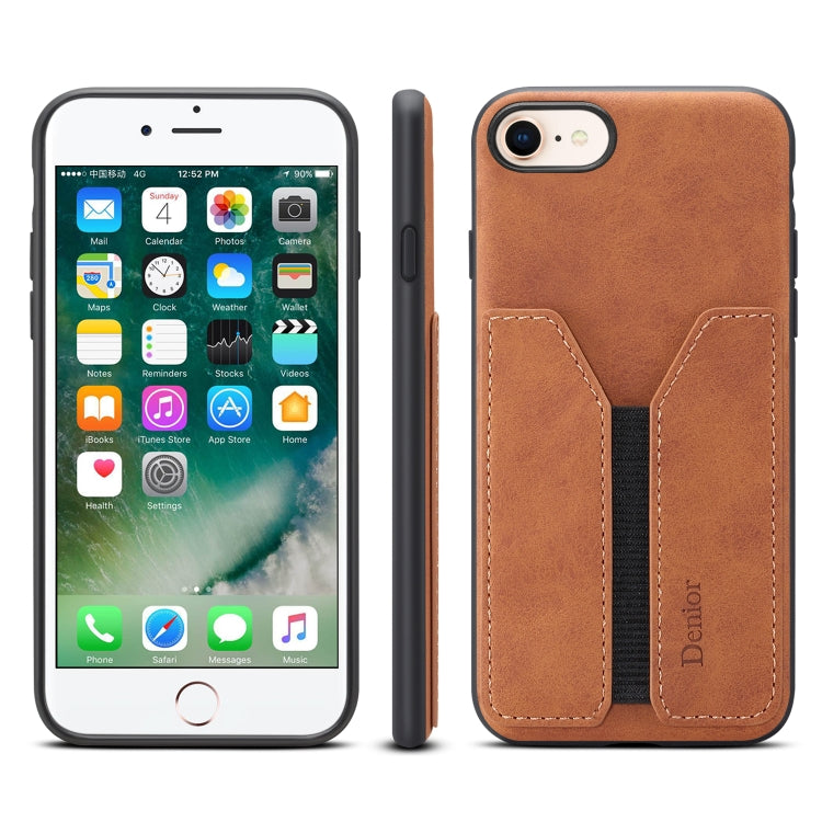 For iPhone SE 2022 / SE 2020 / 7 / 8 Denior DV Elastic Card PU Back Cover Phone Case(Brown) - HoMEdemic™ 