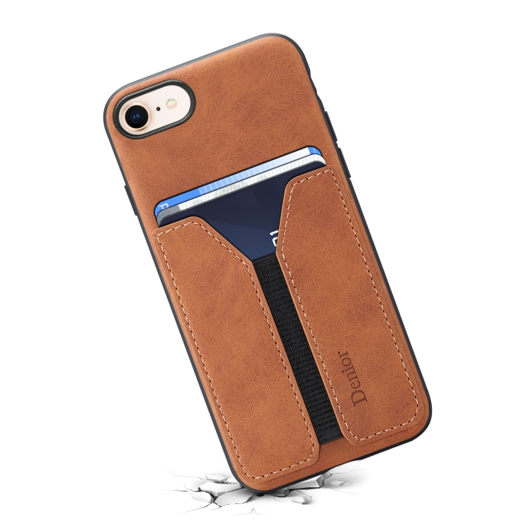 For iPhone SE 2022 / SE 2020 / 7 / 8 Denior DV Elastic Card PU Back Cover Phone Case(Brown) - HoMEdemic™ 