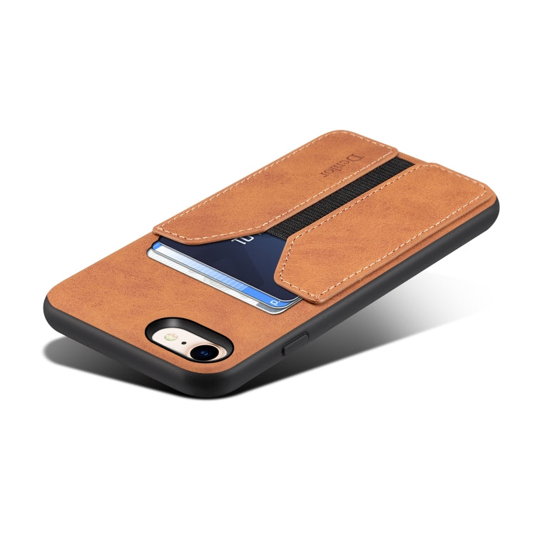 For iPhone SE 2022 / SE 2020 / 7 / 8 Denior DV Elastic Card PU Back Cover Phone Case(Brown) - HoMEdemic™ 