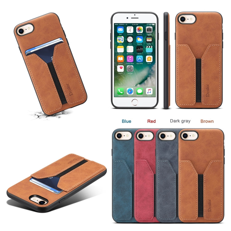 For iPhone SE 2022 / SE 2020 / 7 / 8 Denior DV Elastic Card PU Back Cover Phone Case(Blue) - HoMEdemic™ 