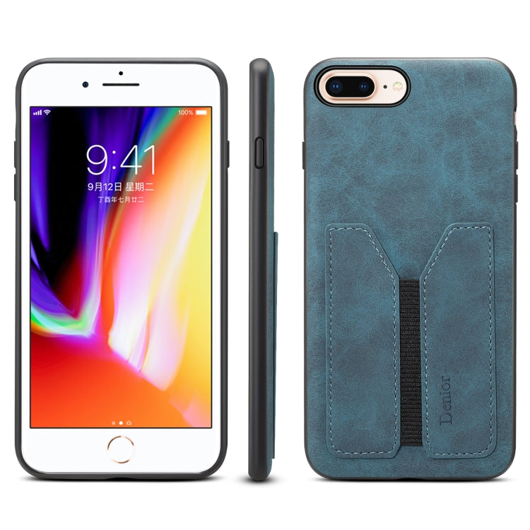 For iPhone 7 Plus / 8 Plus Denior DV Elastic Card PU Back Cover Phone Case(Blue) - HoMEdemic™ 