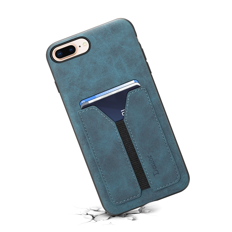 For iPhone 7 Plus / 8 Plus Denior DV Elastic Card PU Back Cover Phone Case(Blue) - HoMEdemic™ 