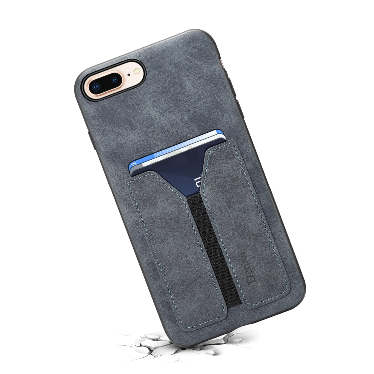 For iPhone 7 Plus / 8 Plus Denior DV Elastic Card PU Back Cover Phone Case(Grey) - HoMEdemic™ 