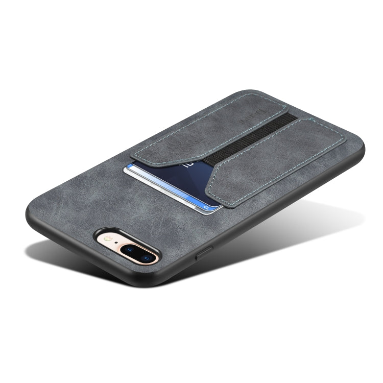 For iPhone 7 Plus / 8 Plus Denior DV Elastic Card PU Back Cover Phone Case(Grey) - HoMEdemic™ 