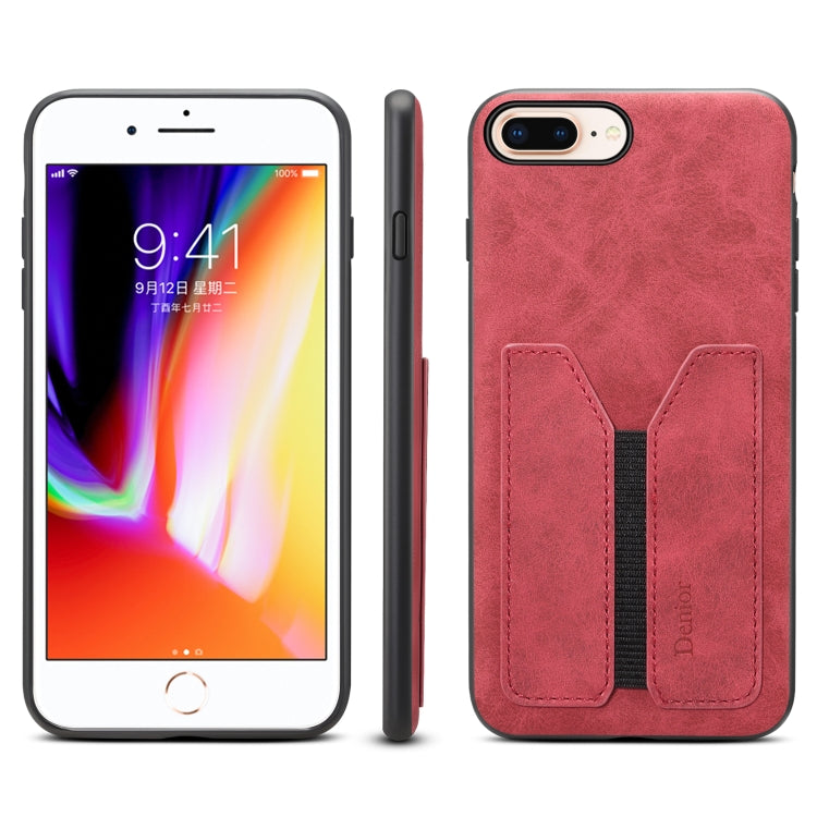 For iPhone 7 Plus / 8 Plus Denior DV Elastic Card PU Back Cover Phone Case(Red) - HoMEdemic™ 