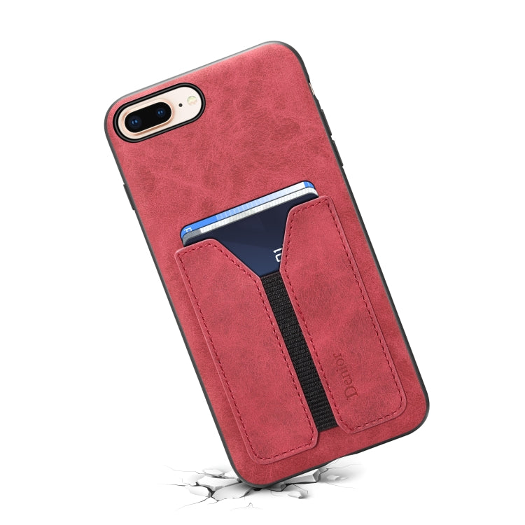 For iPhone 7 Plus / 8 Plus Denior DV Elastic Card PU Back Cover Phone Case(Red) - HoMEdemic™ 