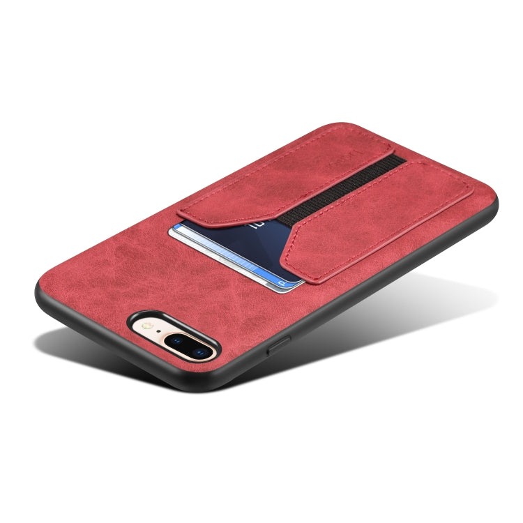 For iPhone 7 Plus / 8 Plus Denior DV Elastic Card PU Back Cover Phone Case(Red) - HoMEdemic™ 