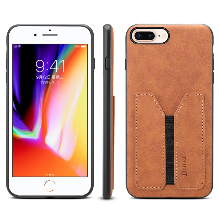 For iPhone 7 Plus / 8 Plus Denior DV Elastic Card PU Back Cover Phone Case(Brown) - HoMEdemic™ 