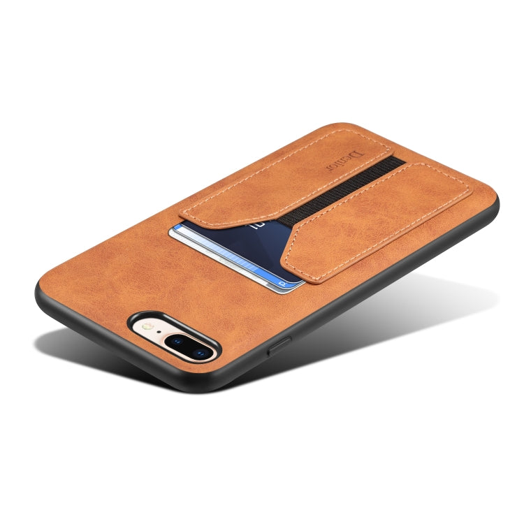 For iPhone 7 Plus / 8 Plus Denior DV Elastic Card PU Back Cover Phone Case(Brown) - HoMEdemic™ 