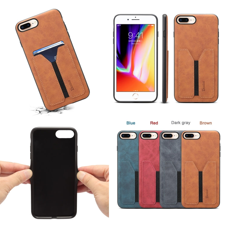 For iPhone 7 Plus / 8 Plus Denior DV Elastic Card PU Back Cover Phone Case(Red) - HoMEdemic™ 