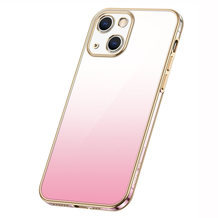 For iPhone 14 SULADA Iridescence Series Plating Transparent Gradient Phone Case(Pink) - HoMEdemic™ 