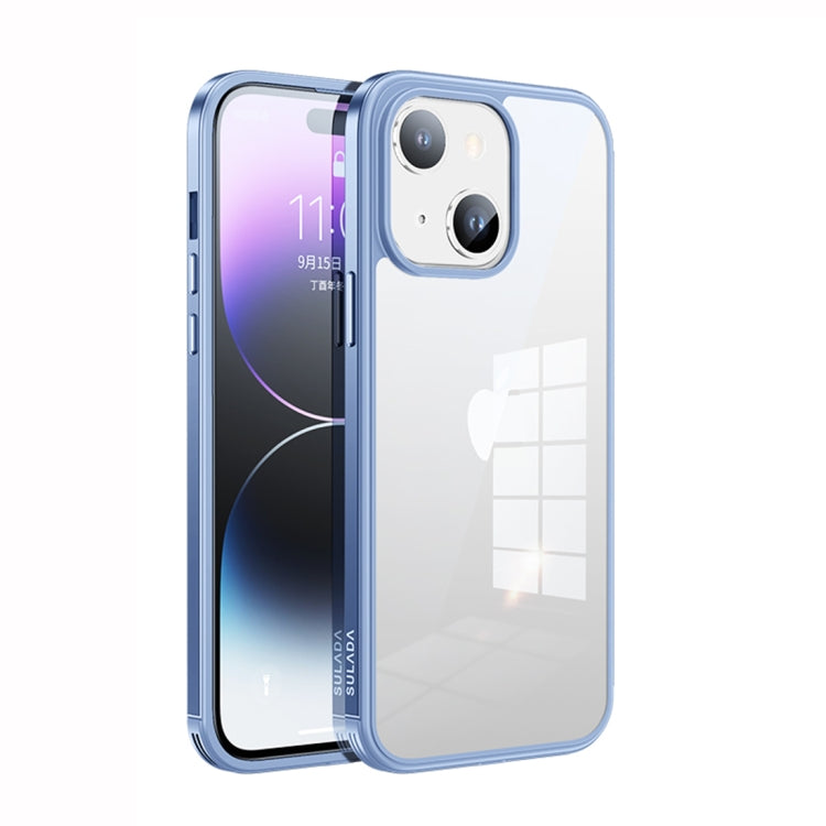For iPhone 14 SULADA Metal Frame + Nano Glass + TPU Phone Case(Sierra Blue) - HoMEdemic™ 