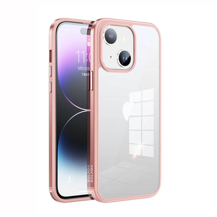 For iPhone 14 SULADA Metal Frame + Nano Glass + TPU Phone Case(Pink) - HoMEdemic™ 