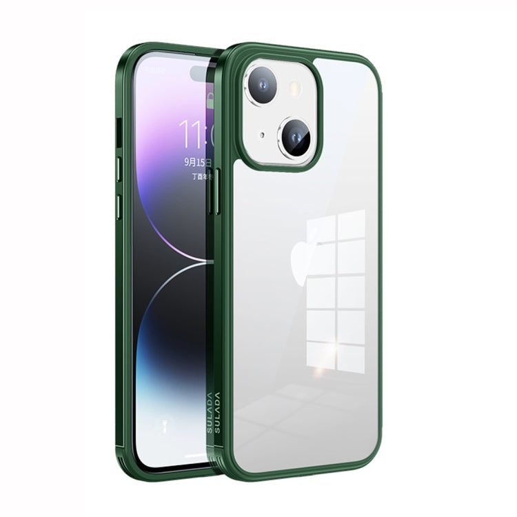 For iPhone 14 SULADA Metal Frame + Nano Glass + TPU Phone Case(Green) - HoMEdemic™ 
