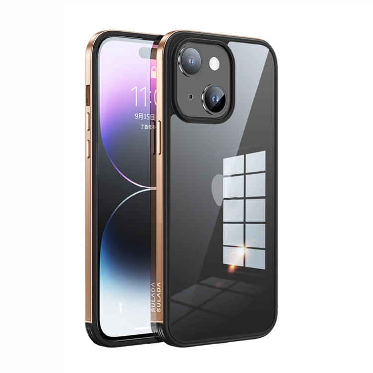 For iPhone 14 SULADA Metal Frame + Nano Glass + TPU Phone Case(Champagne Gold) - HoMEdemic™ 