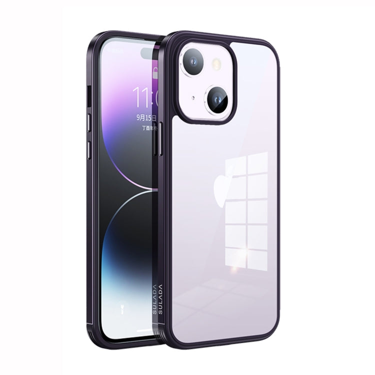 For iPhone 14 SULADA Metal Frame + Nano Glass + TPU Phone Case(Dark Purple) - HoMEdemic™ 