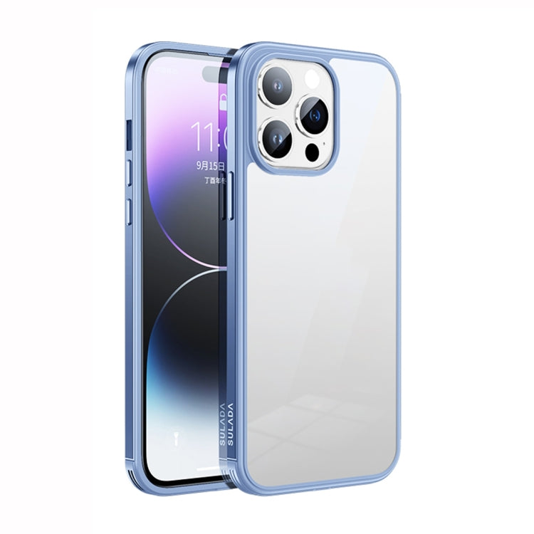 For iPhone 14 Pro SULADA Metal Frame + Nano Glass + TPU Phone Case(Sierra Blue) - HoMEdemic™ 