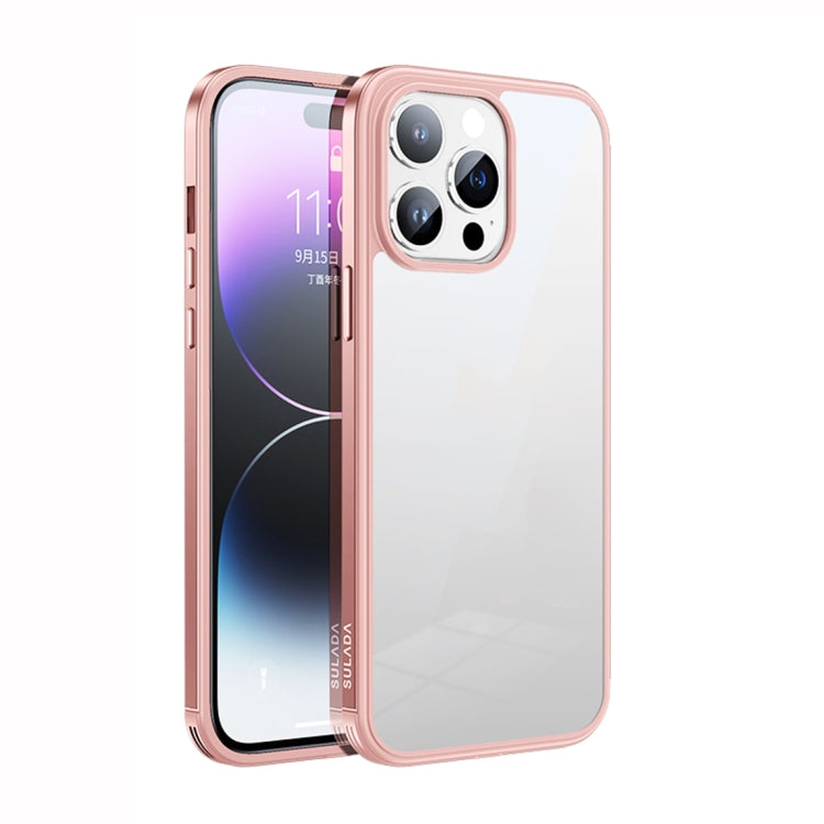 For iPhone 14 Pro SULADA Metal Frame + Nano Glass + TPU Phone Case(Pink) - HoMEdemic™ 