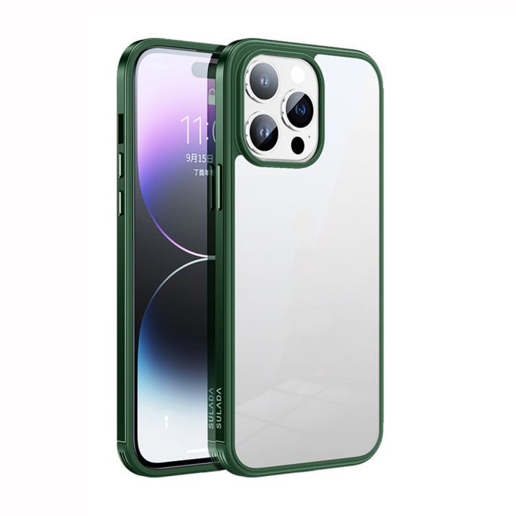 For iPhone 14 Pro SULADA Metal Frame + Nano Glass + TPU Phone Case(Green) - HoMEdemic™ 
