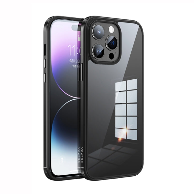 For iPhone 14 Pro SULADA Metal Frame + Nano Glass + TPU Phone Case(Black) - HoMEdemic™ 