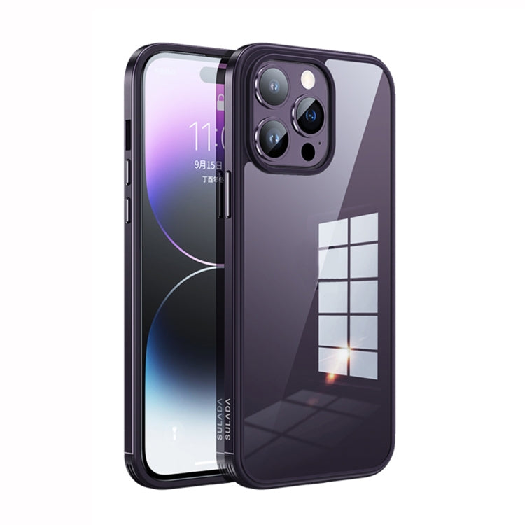 For iPhone 14 Pro SULADA Metal Frame + Nano Glass + TPU Phone Case(Dark Purple) - HoMEdemic™ 