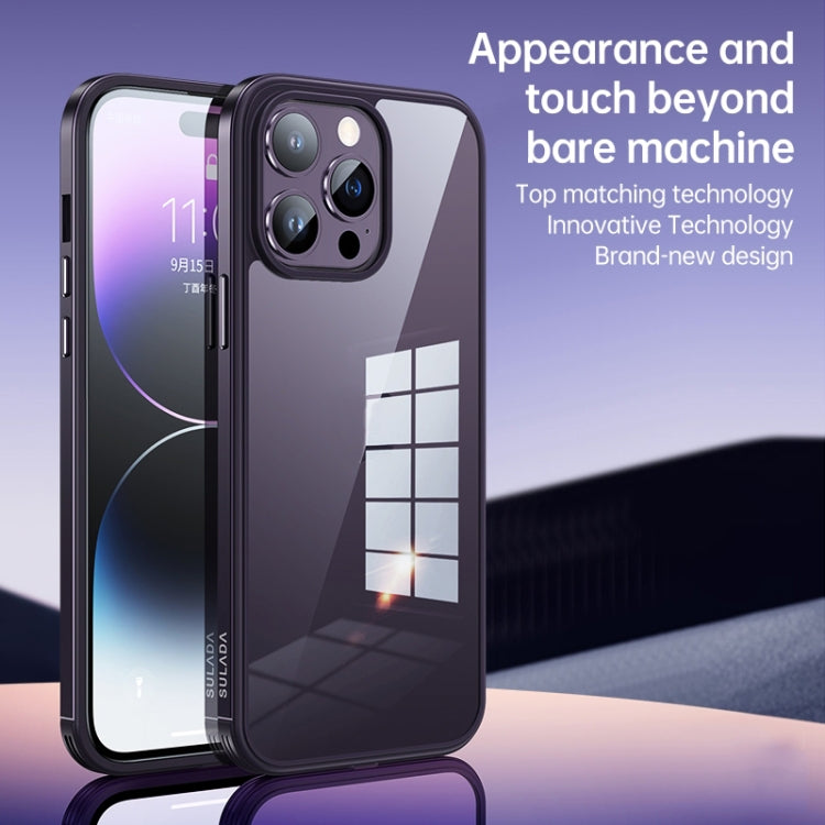 For iPhone 14 Pro SULADA Metal Frame + Nano Glass + TPU Phone Case(Sierra Blue) - HoMEdemic™ 