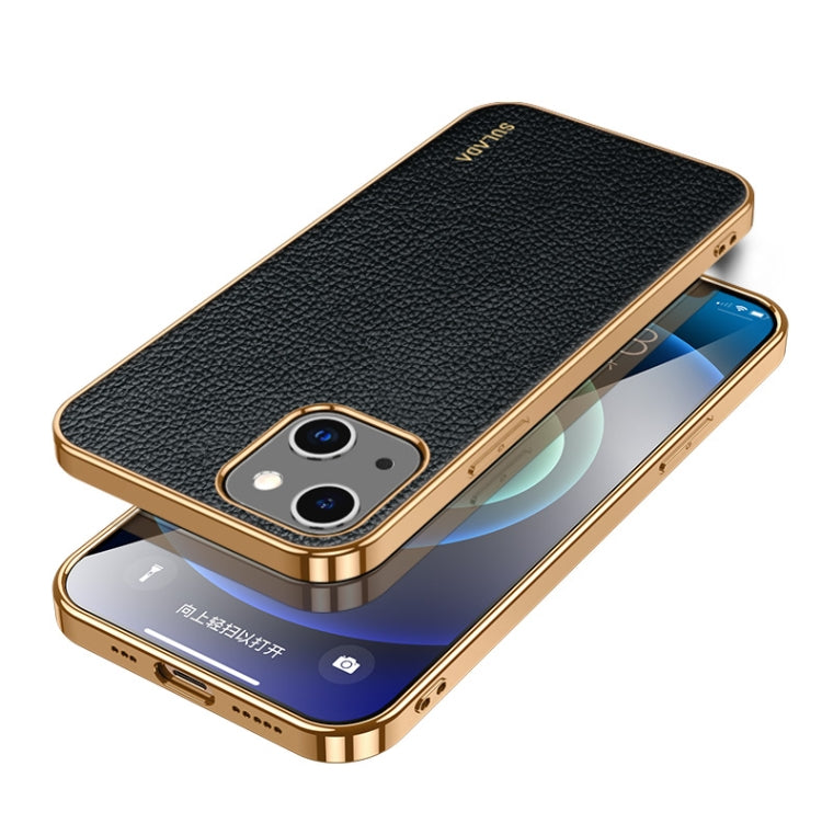 For iPhone 14 SULADA Shockproof TPU + Handmade Leather Phone Case(Black) - HoMEdemic™ 
