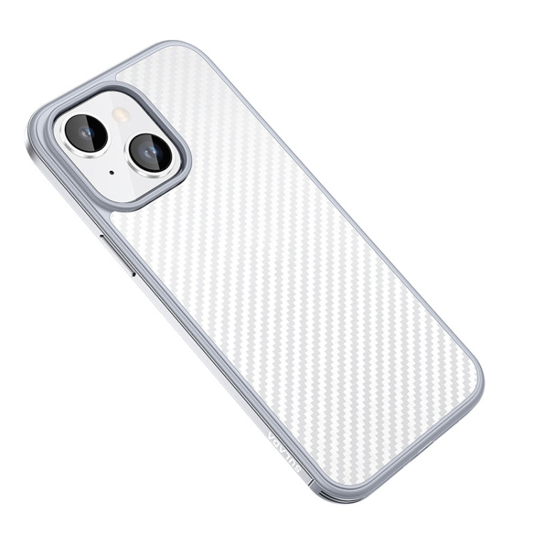 For iPhone 14 Plus SULADA Carbon Fiber Textured Shockproof Metal + TPU Frame Case(Silver) - HoMEdemic™ 