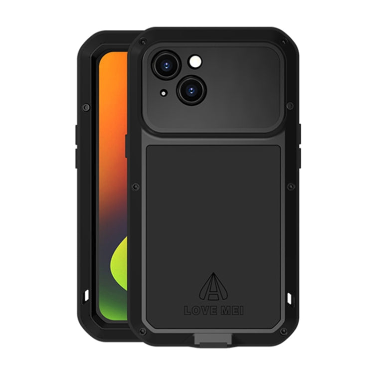 For iPhone 14 LOVE MEI Metal Shockproof Life Waterproof Dustproof Phone Case(Black) - HoMEdemic™ 
