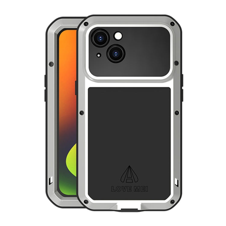 For iPhone 14 LOVE MEI Metal Shockproof Life Waterproof Dustproof Phone Case(Silver) - HoMEdemic™ 