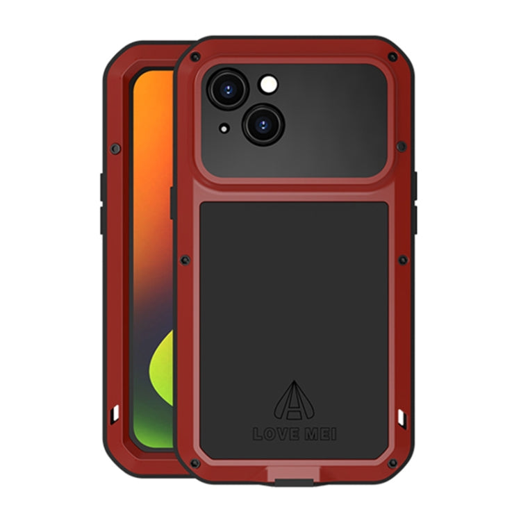 For iPhone 14 LOVE MEI Metal Shockproof Life Waterproof Dustproof Phone Case(Red) - HoMEdemic™ 