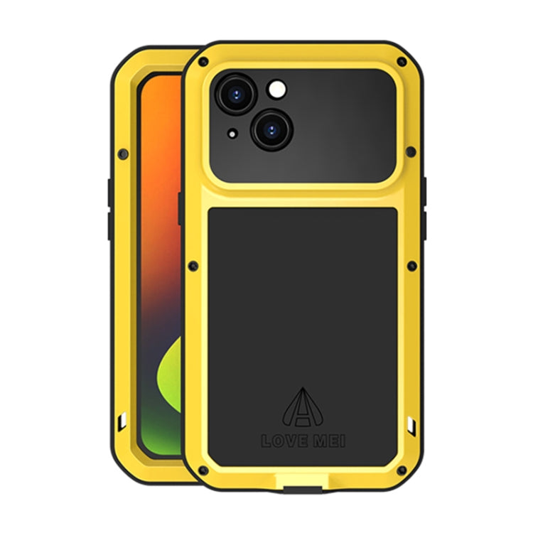 For iPhone 14 LOVE MEI Metal Shockproof Life Waterproof Dustproof Phone Case(Yellow) - HoMEdemic™ 