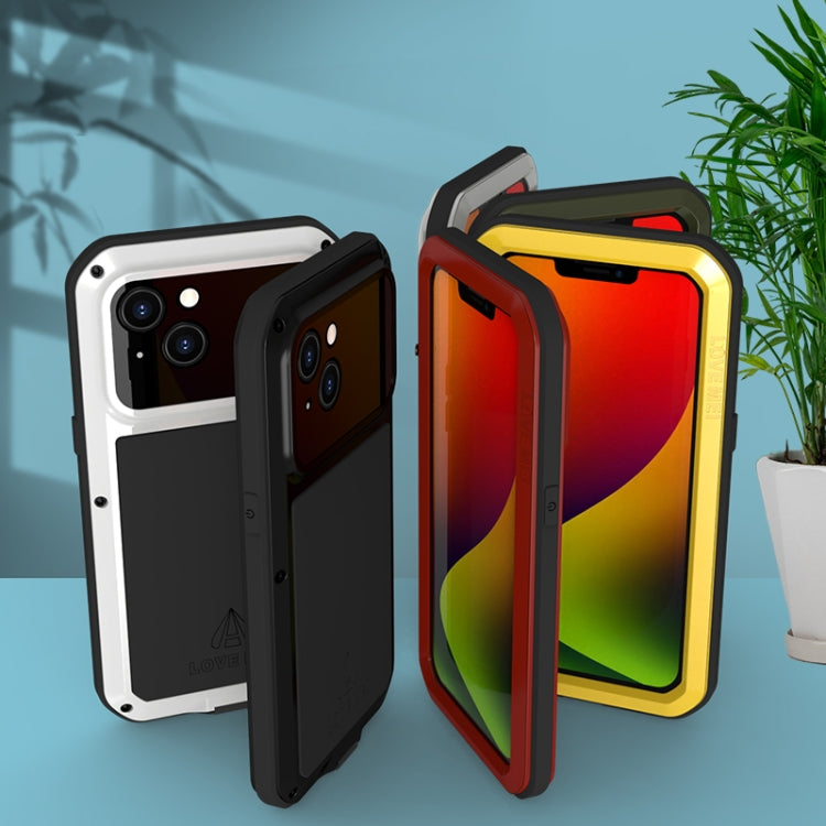 For iPhone 14 LOVE MEI Metal Shockproof Life Waterproof Dustproof Phone Case(White) - HoMEdemic™ 