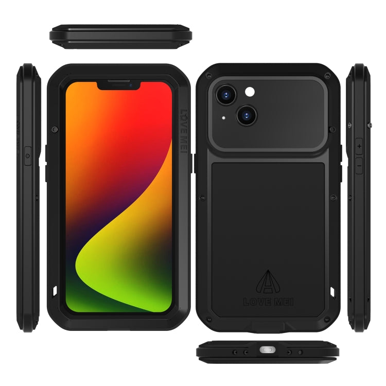 For iPhone 14 LOVE MEI Metal Shockproof Life Waterproof Dustproof Phone Case(Black) - HoMEdemic™ 