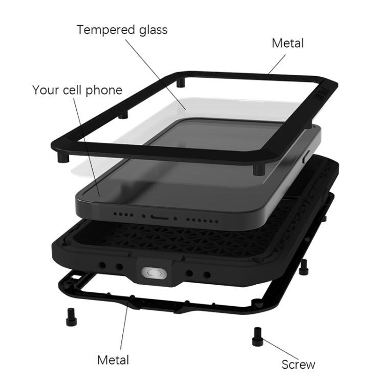 For iPhone 14 LOVE MEI Metal Shockproof Life Waterproof Dustproof Phone Case(White) - HoMEdemic™ 