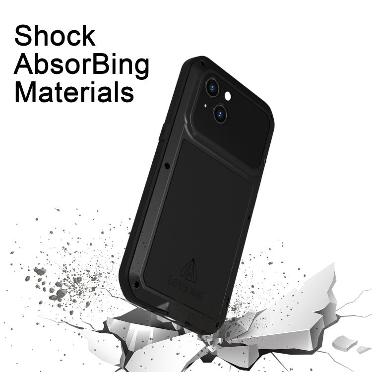 For iPhone 14 LOVE MEI Metal Shockproof Life Waterproof Dustproof Phone Case(Silver) - HoMEdemic™ 
