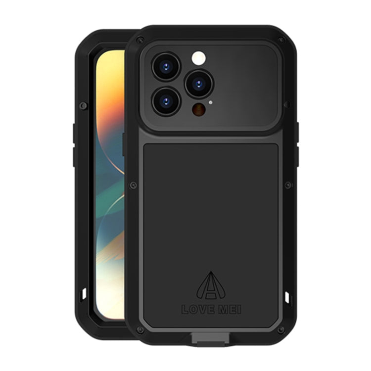 For iPhone 14 Pro LOVE MEI Metal Shockproof Life Waterproof Dustproof Phone Case(Black) - HoMEdemic™ 