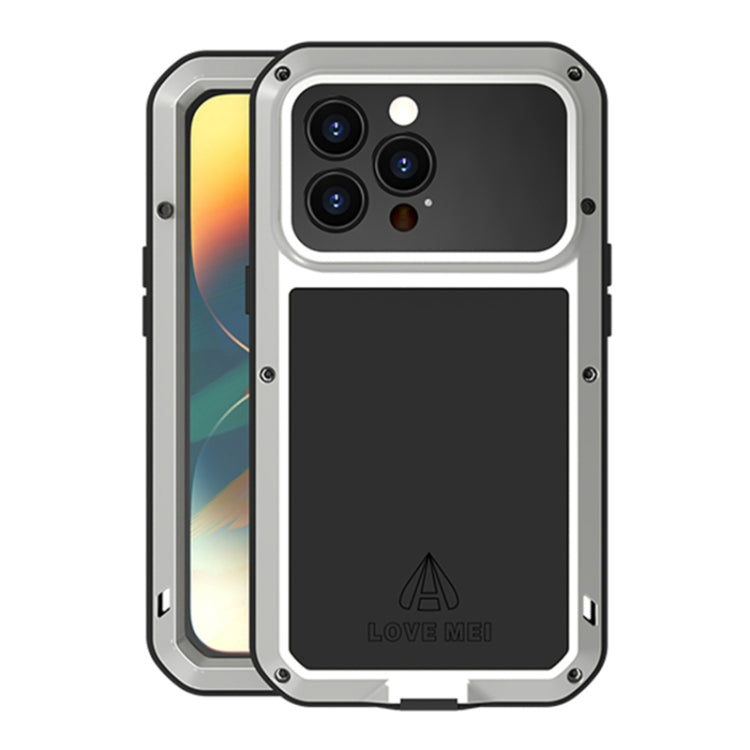 For iPhone 14 Pro LOVE MEI Metal Shockproof Life Waterproof Dustproof Phone Case(Silver) - HoMEdemic™ 