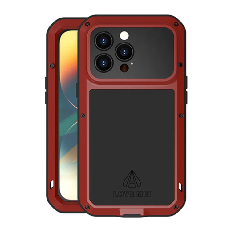 For iPhone 14 Pro LOVE MEI Metal Shockproof Life Waterproof Dustproof Phone Case(Red) - HoMEdemic™ 