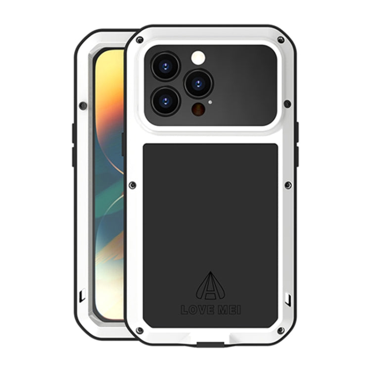 For iPhone 14 Pro LOVE MEI Metal Shockproof Life Waterproof Dustproof Phone Case(White) - HoMEdemic™ 