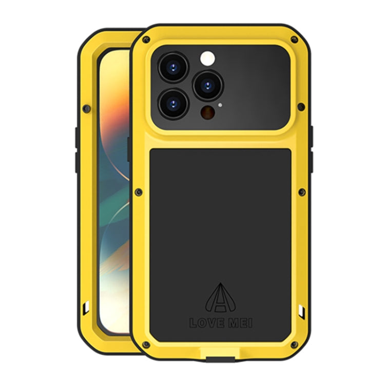 For iPhone 14 Pro LOVE MEI Metal Shockproof Life Waterproof Dustproof Phone Case(Yellow) - HoMEdemic™ 