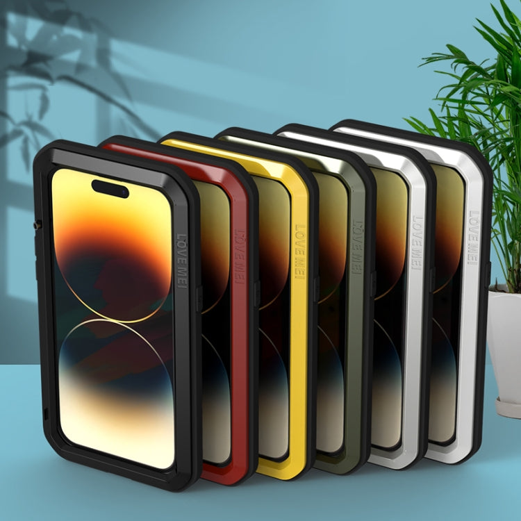 For iPhone 14 Pro LOVE MEI Metal Shockproof Life Waterproof Dustproof Phone Case(White) - HoMEdemic™ 