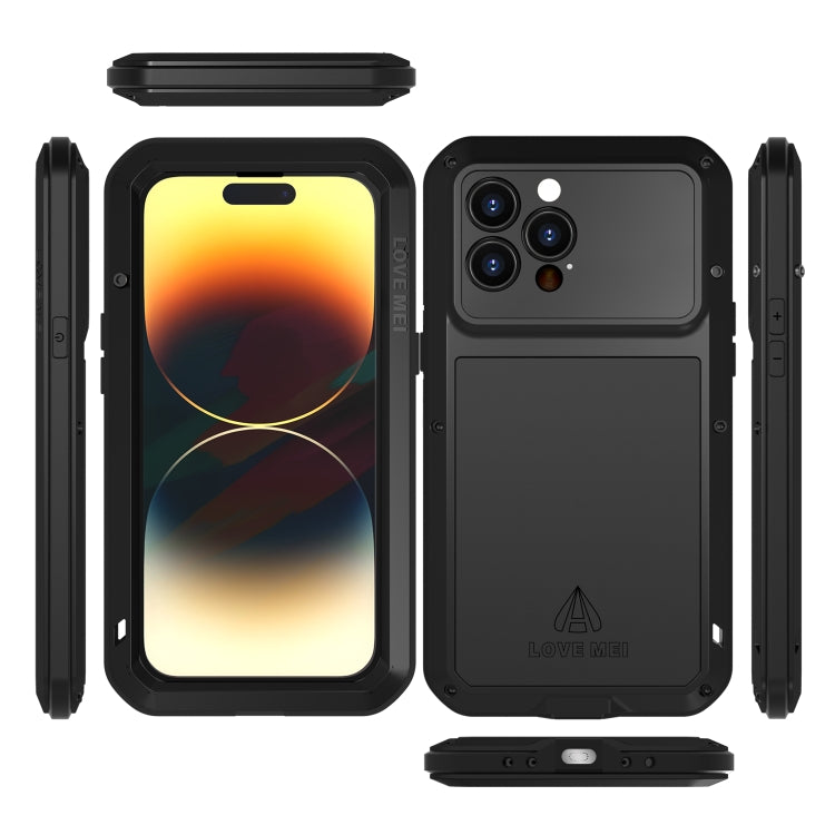 For iPhone 14 Pro LOVE MEI Metal Shockproof Life Waterproof Dustproof Phone Case(Black) - HoMEdemic™ 