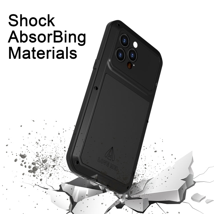For iPhone 14 Pro LOVE MEI Metal Shockproof Life Waterproof Dustproof Phone Case(Red) - HoMEdemic™ 