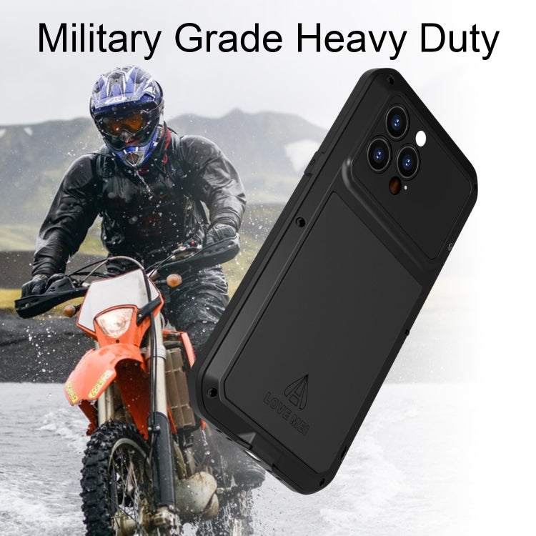 For iPhone 14 Pro LOVE MEI Metal Shockproof Life Waterproof Dustproof Phone Case(Army Green) - HoMEdemic™ 