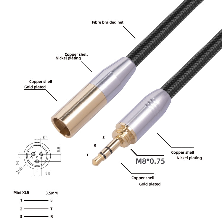 SB423M120-03 6.35mm + 3.5mm Male to Mini XLR 3pin Male Audio Cable, Length: 30cm, 6.35mm+3.5mm to Mini XLR - HoMEdemic™ 