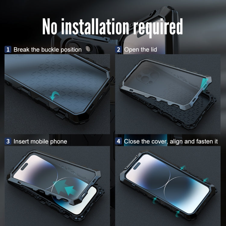 For iPhone 14 Pro R-JUST Life Waterproof Dustproof Shockproof Phone Case(Black) - HoMEdemic™ 
