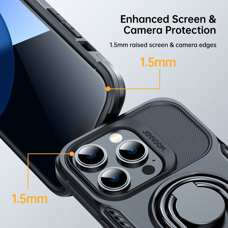 For iPhone 14 JOYROOM PC + TPU Dual-layer Shockproof Phone Case with Rotating Holder(Black) - HoMEdemic™ 