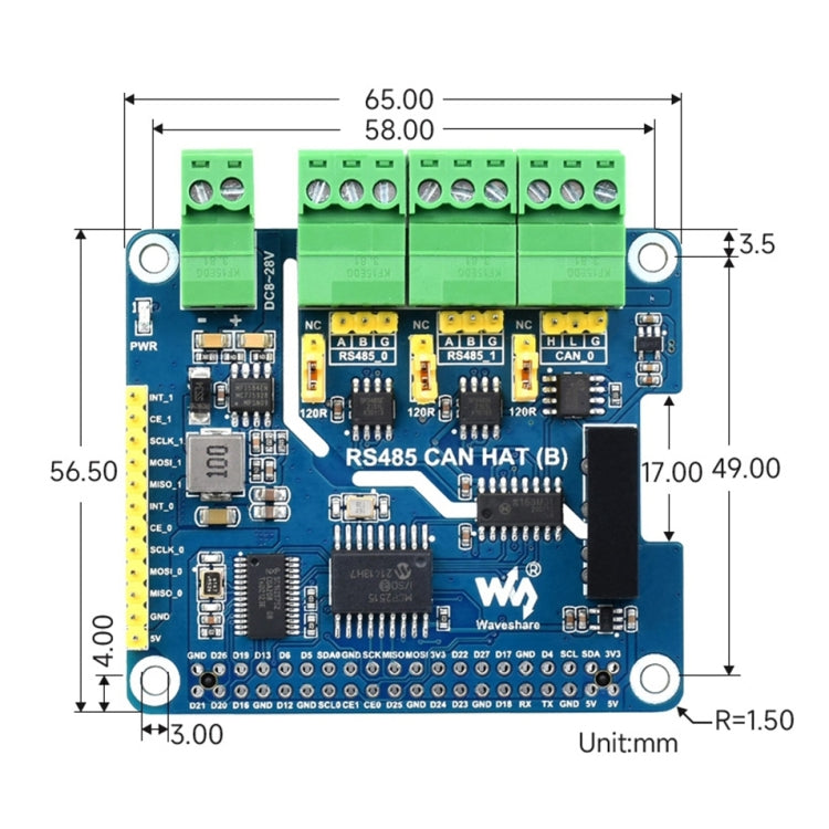 Waveshare Isolated RS485 CAN HAT For Raspberry Pi - HoMEdemic™ 